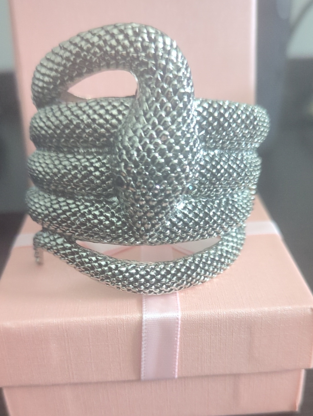 Snake Coil Bracelet in Metallic Silver